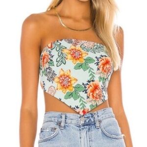 Superdown Mint Green Bandana Flower Top